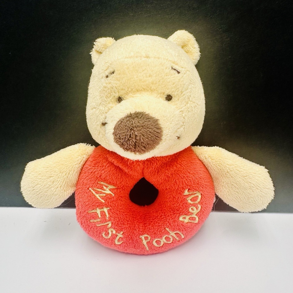 Disney Baby My First POOH Bear Soft Plush Rattle 5" Winnie The Pooh